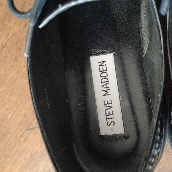 Steve Madden Size 8/38 Black Patent Faux Leather Oxfords - Picture 5 of 6